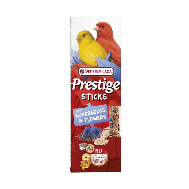 Gardumi putniem – Versele-Laga, Prestige sticks Canaries with Superseeds and Flowers, 2 gab., 60 g