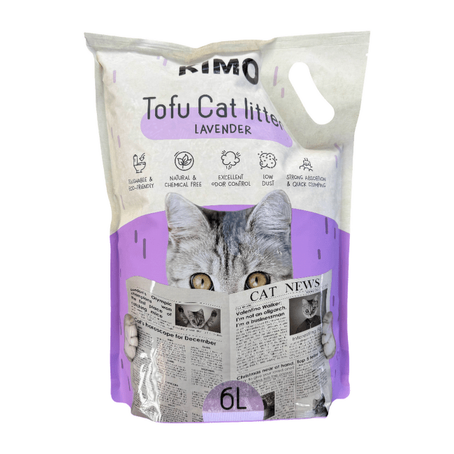 Tofu pakaiši kaķu tualetei – Kimo Tofu Litter with lavender extract, 2,5 kg (6 l)