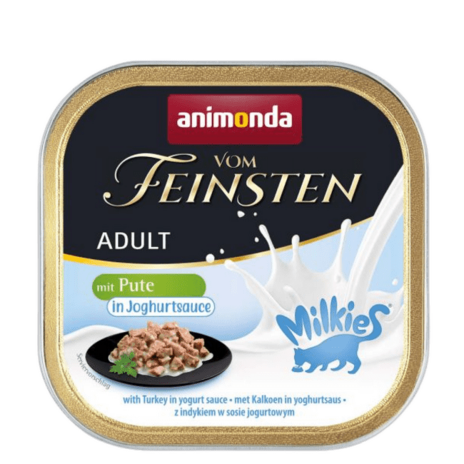 Konservi kaķiem – Vom Feinsten Milkies Turkey and Yoghurt Sauce, 100