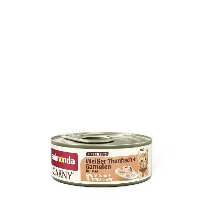 Konservi kaķiem – Carny White tuna and shrimps in jelly 60 g
