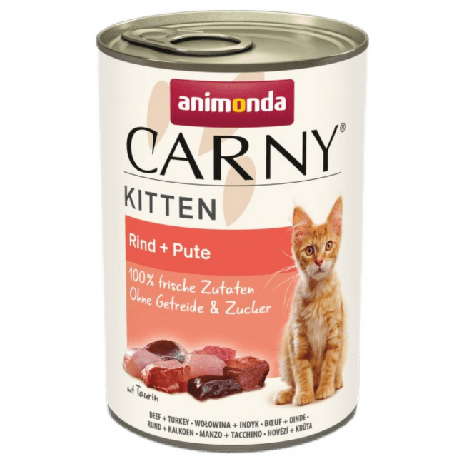 Konservi kaķēniem – Carny Kitten Beef and Turkey, 400 g
