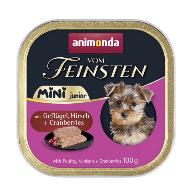 Konservi kucēniem – Vom Feinsten Mini Junior Poultry, Venison and Cranberries, 100 g