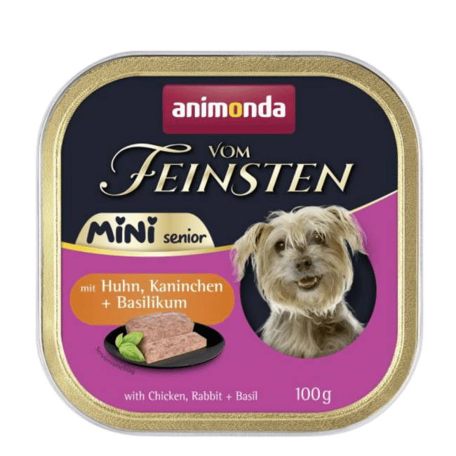 Консервы для собак – Vom Feinsten Mini Senior Chicken, Rabbit and Basil, 100 г