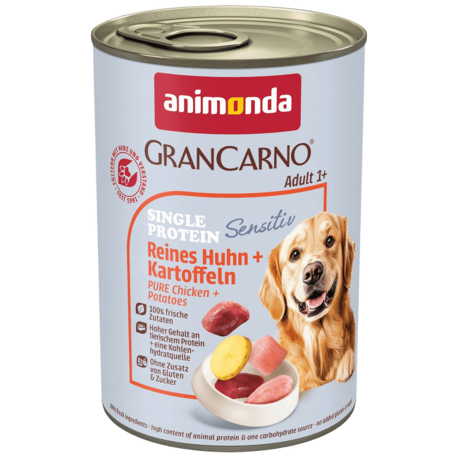 Консервы для собак – GranCarno Adult Single Protein Sensitive Pure Chicken and Potatoes, 400 г