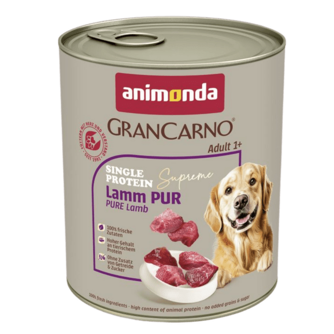 Konservi suņiem – GranCarno Adult Single Protein Supreme Pure Lamb, 800 g