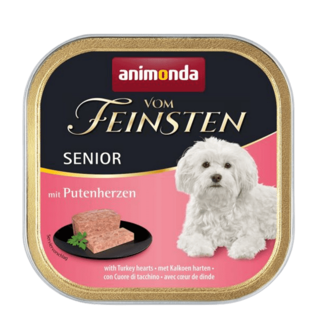 Konservi suņiem – Vom Feinsten Senior Turkey hearts, 150 g