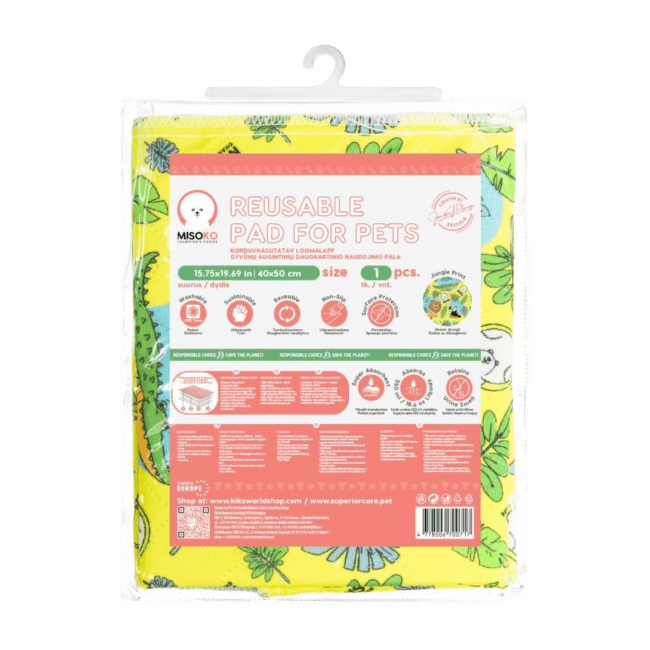 Atkārtoti lietojams absorbējošais paladziņš – MISOKO Reusable dog pad, 40 x 50 cm, yellow