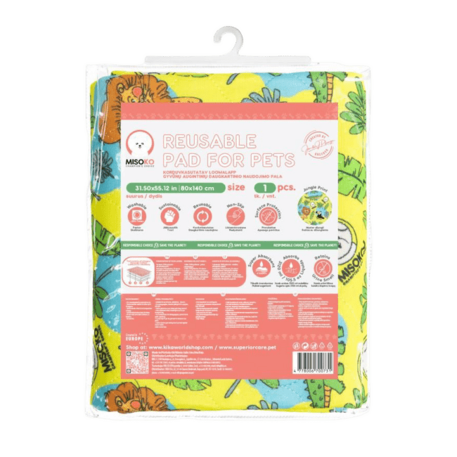 Atkārtoti lietojams absorbējošais paladziņš – MISOKO Reusable dog pad, 80 x 140 cm, yellow