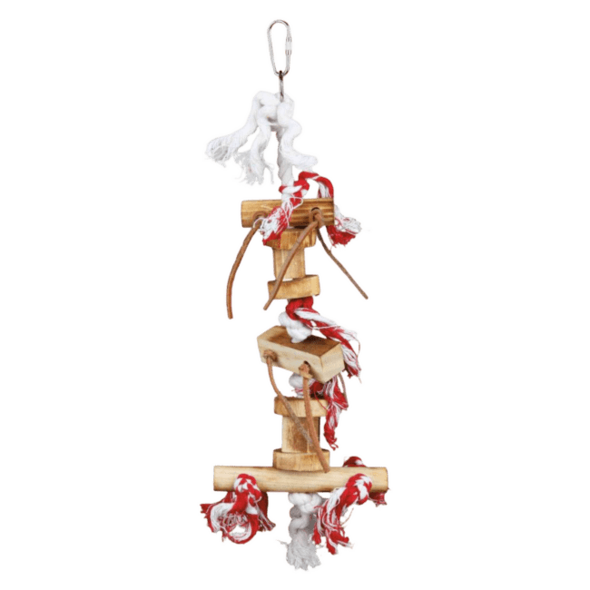 Игрушка для птиц – TRIXIE Wooden toy with leather ribbon, 35 см