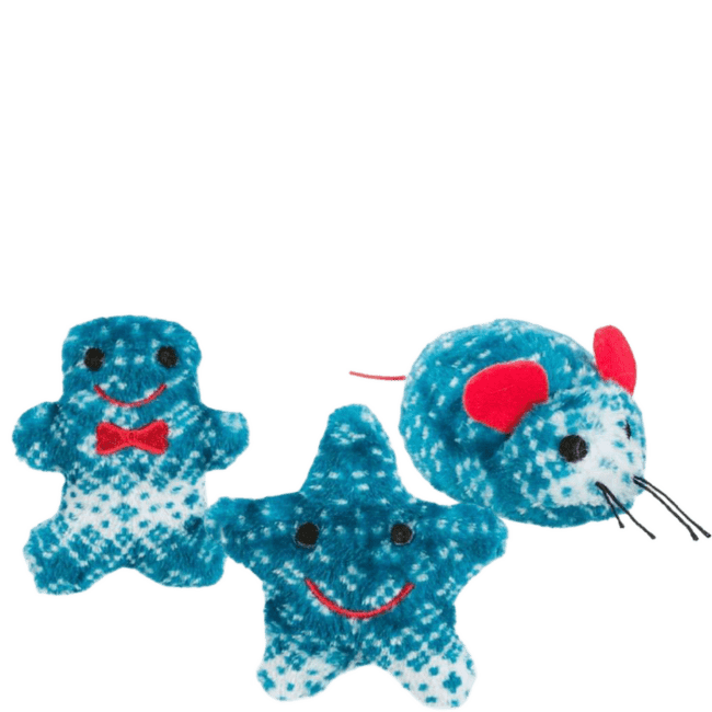 Ziemassvētku rotaļlieta kaķiem – Trixie, Xmas toy star/mouse/gingerbread man, 8–10 cm