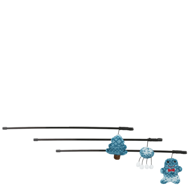 Ziemassvētku rotaļlieta kaķiem – Trixie, Xmas Playing rod gingerbread figure/fir/ball, 46 cm