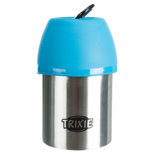 Ceļojumu ūdens pudele – TRIXIE Bottle with Bowl, Stainless Steel/Plastic, 300 ml