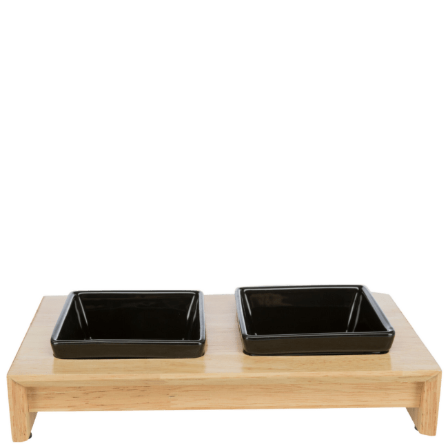 Paliktnis ar bļodām – TRIXIE Bowl Set, Ceramic/Wood, 28 x 15 x 5 cm