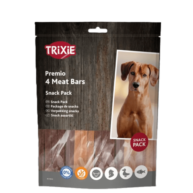 Лакомство для собак – PREMIO 4 Meat Bars with chicken/duck/lamb/salmon, 4 × 100 г