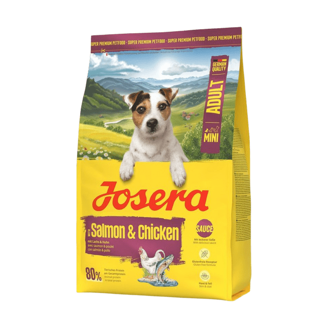 Barība suņiem – Josera Mini Adult, Salmon and Chicken, 900 g