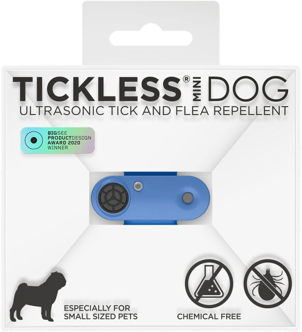 Tickless mini dog - Dobíjateľný ultrazvukový odpudzovač kliešťov a bĺch modrý