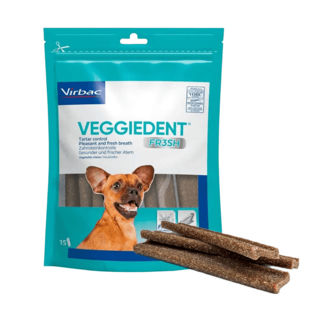 Gardums suņiem – Virbac VeggieDent FR3SH™ Dental Chews XS N15, 120 g