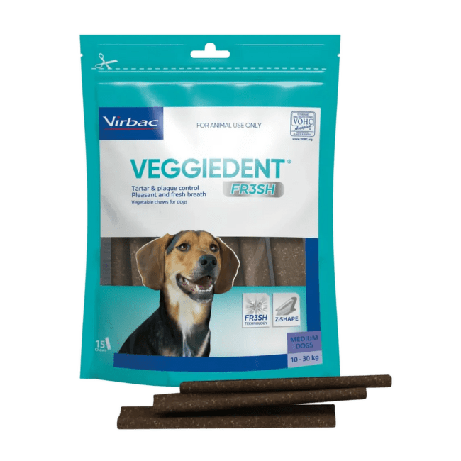 Gardums suņiem – Virbac VeggieDent FR3SH™ Dental Chews M N15, 350 g