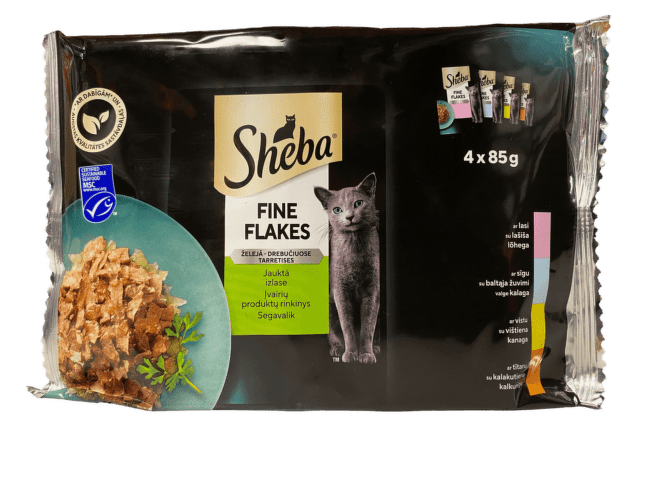 Консервы для кошек – Sheba Fine Flakes in Jelly 4-pack, 340 г