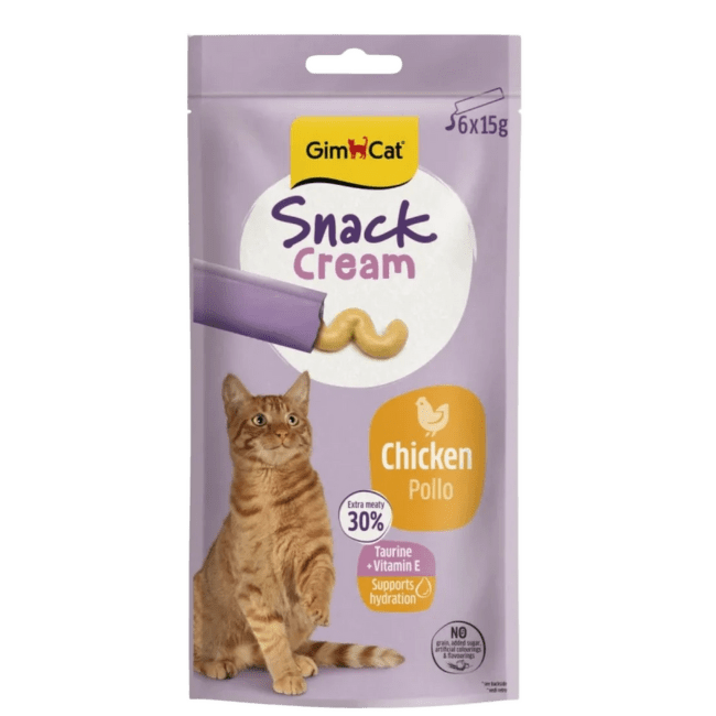 Лакомство для кошек – GimCat SNACK CREAM, Chicken, 6 x 15 г