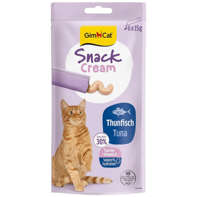 Gardums kaķiem – GimCat SNACK CREAM, Tuna, 6 x 15 g