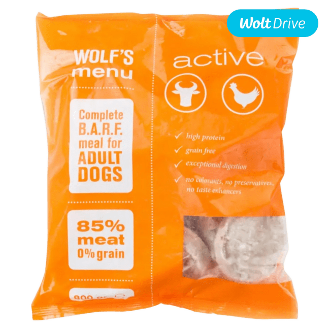 Saldēta barība suņiem – Wolf's Menu Active, Beef and Chicken, 800 g