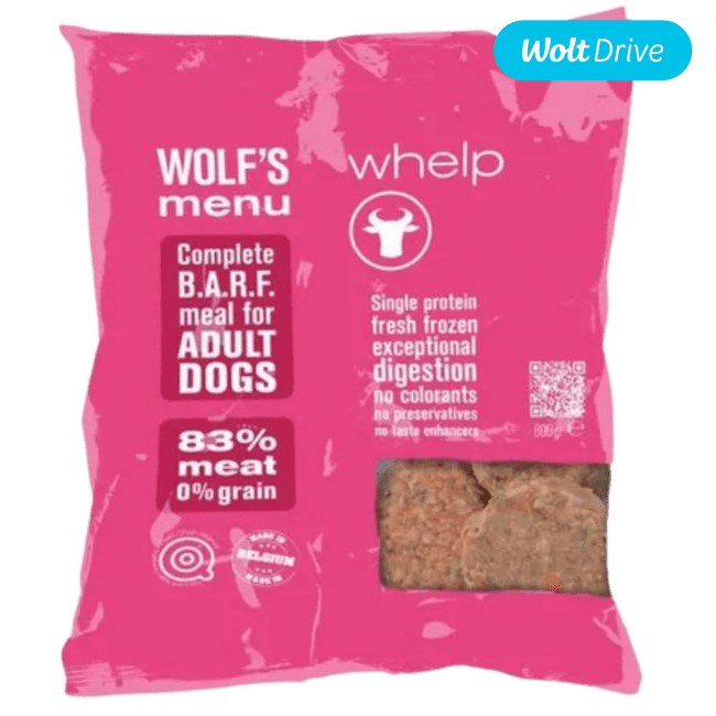 Замороженный корм для щенков – Wolf's Menu Whelp, Beef, 800 г