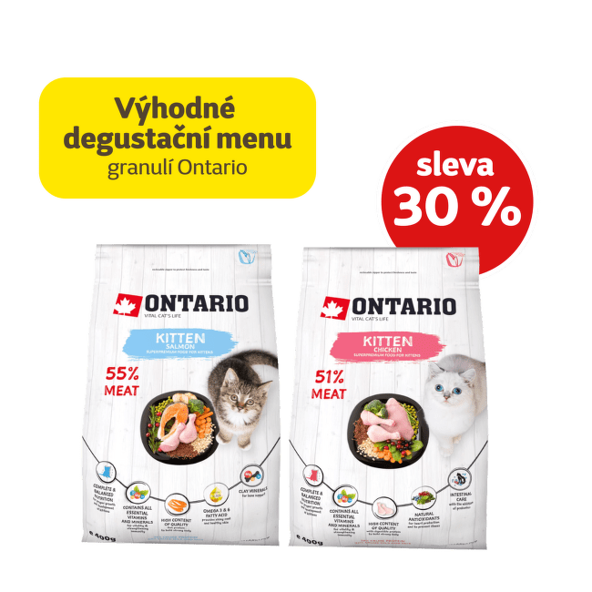 Výhodné degustační menu granulí Ontario Kitten pro koťata se slevou 30 %