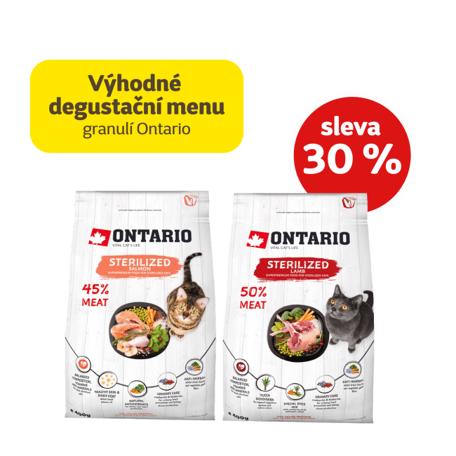 Výhodné degustační menu granulí Ontario Sterilised pro kočky se slevou 30 %