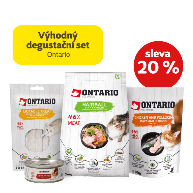 Výhodný degustační set Ontario Hairball pro kočky se slevou 20 %