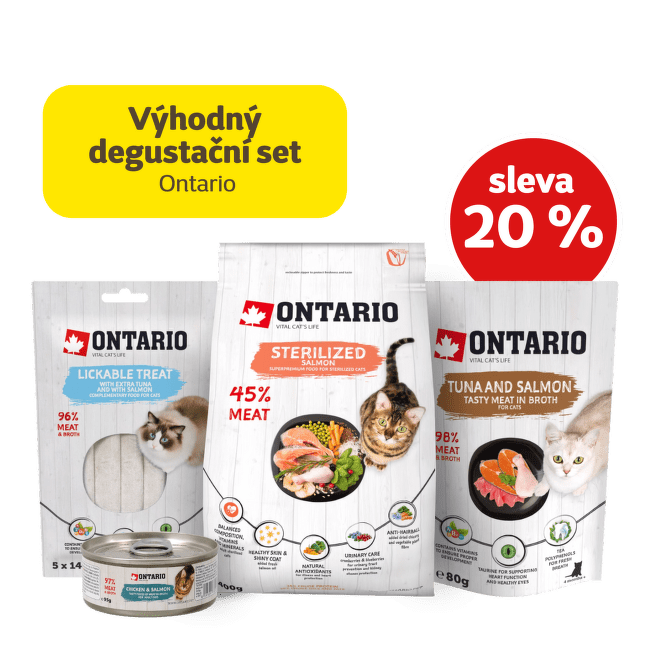 Výhodný degustační set Ontario Sterilised pro kočky se slevou 20 %