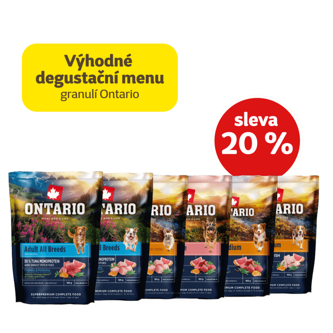 Výhodné degustační menu granulí Ontario pro psy se slevou 20 %