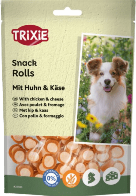 Gardums suņiem – PREMIO Chicken Cheese Rolls, 100 g