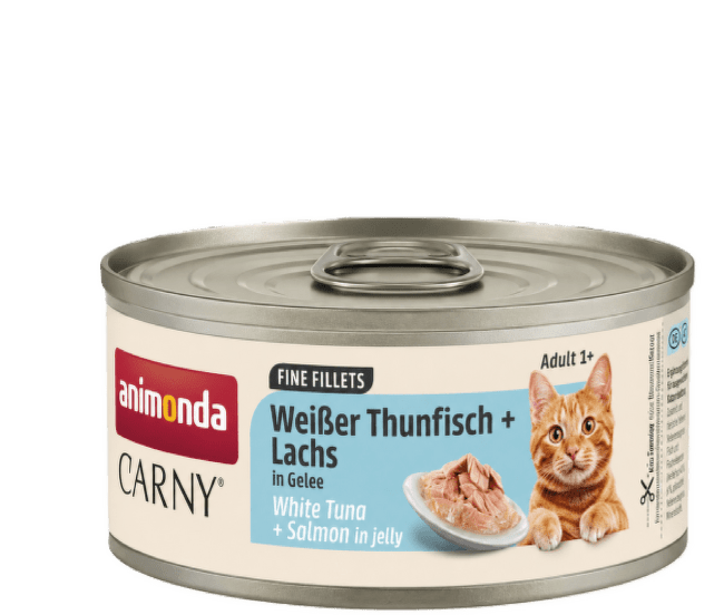 Konservi kaķiem – Carny White tuna and salmon in jelly 60 g