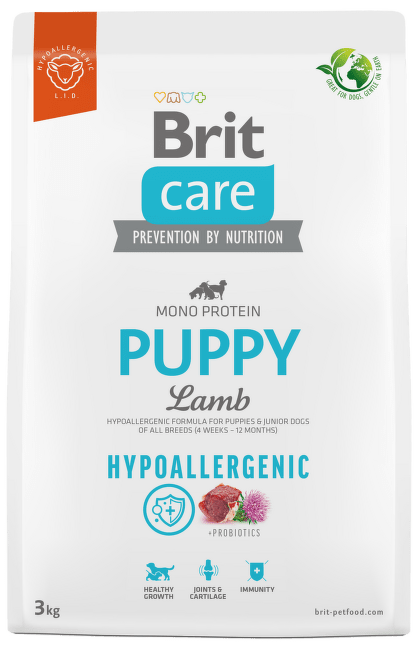 Корм для щенков – Brit Care Hypoallergenic Puppy All Breed Lamb, 3 кг