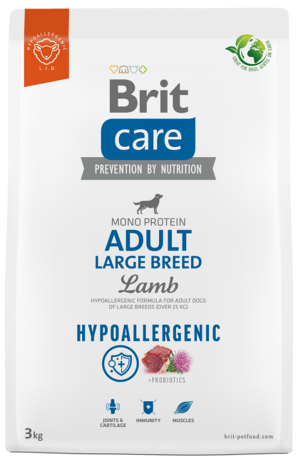 Корм для собак – Brit Care Hypoallergenic Adult Large Breed Lamb, 3 кг