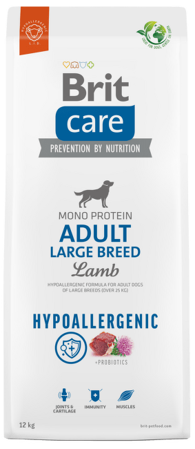 Barība suņiem – Brit Care Hypoallergenic Adult Large Breed Lamb, 12 kg