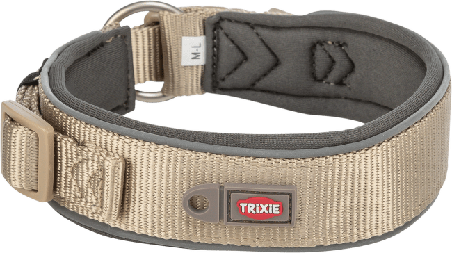 Extra široký obojek Trixie Premium XS–S pískový/grafitový
