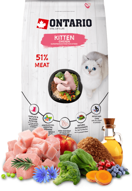 Корм для котят – Ontario Cat Kitten Chicken, 6,5 кг