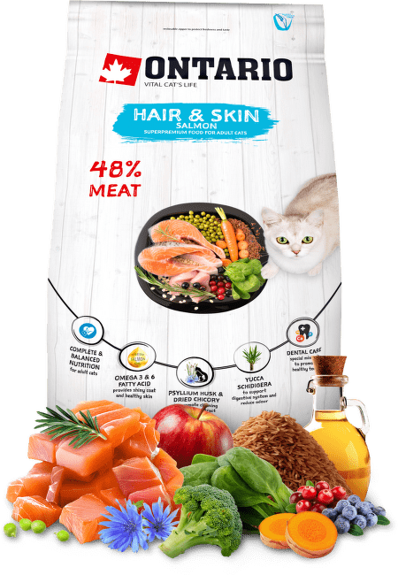 Корм для кошек – Ontario Cat Hair and Skin, 2 кг