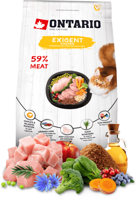 Barība izvēlīgiem kaķiem – Ontario Cat Exigent, 2 kg