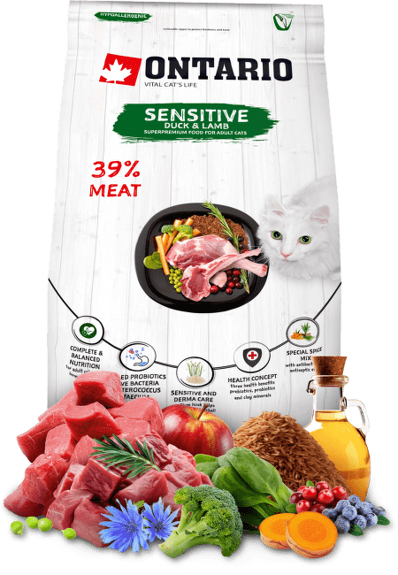 Barība kaķiem – Ontario Cat Sensitive/Derma, 2 kg