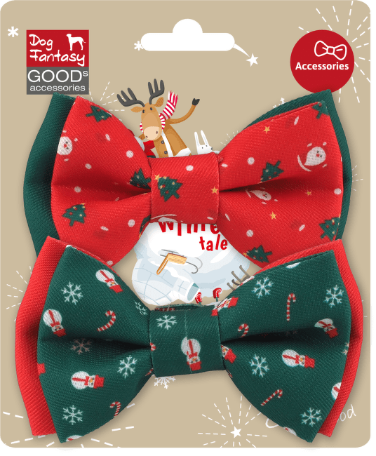 Motýlik Dog Fantasy Winter Tale vianočný 2ks