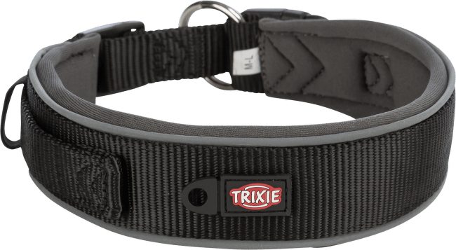 Extra široký obojek Trixie Premium S–M černý/grafitový