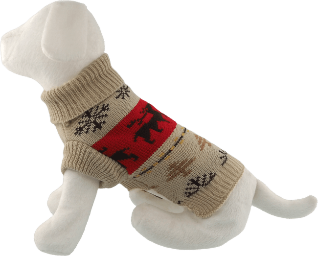 Sveter Dog Fantasy Winter Tale vianočny pletený se sobmi XS 20cm