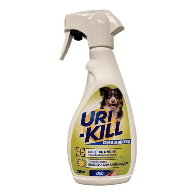 Līdzeklis telpu tīrīšanai – URI-KILL Dog/Puppy, ziedi, 500 ml