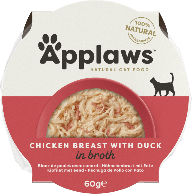 Консервы для кошек – APPLAWS Cat, куриная грудка и утка в бульоне, 60 г
