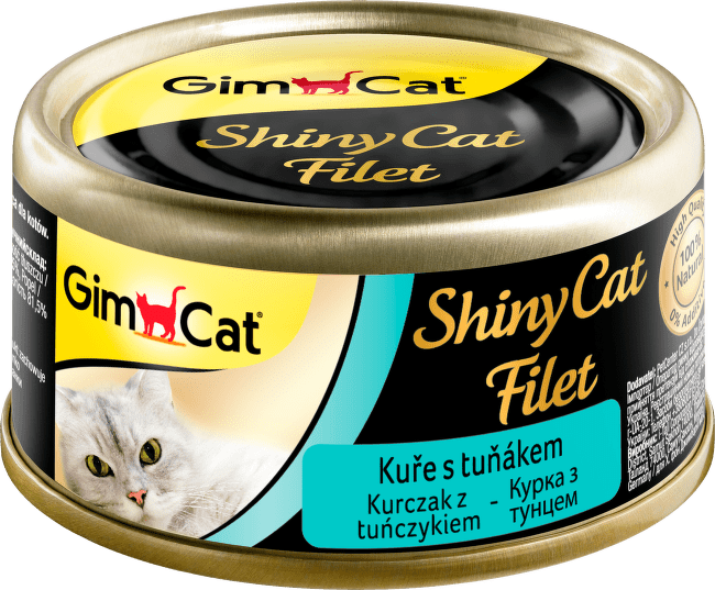 Konzerva pre mačky GimCat ShinyCat tuniak a kura 2 × 70 g