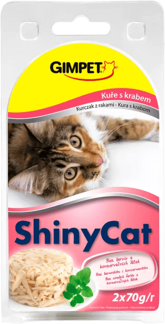 Konzerva pre mačky GimCat ShinyCat kura a krab 2 × 70 g