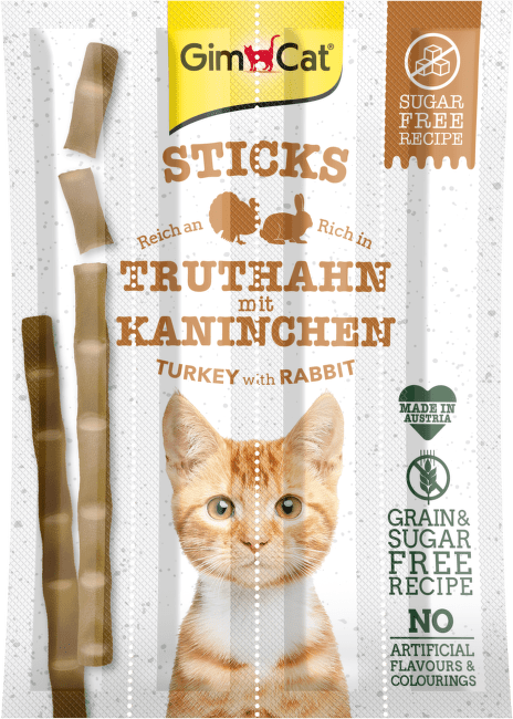Tyčinky GimCat Sticks krocan + králík 4 ks